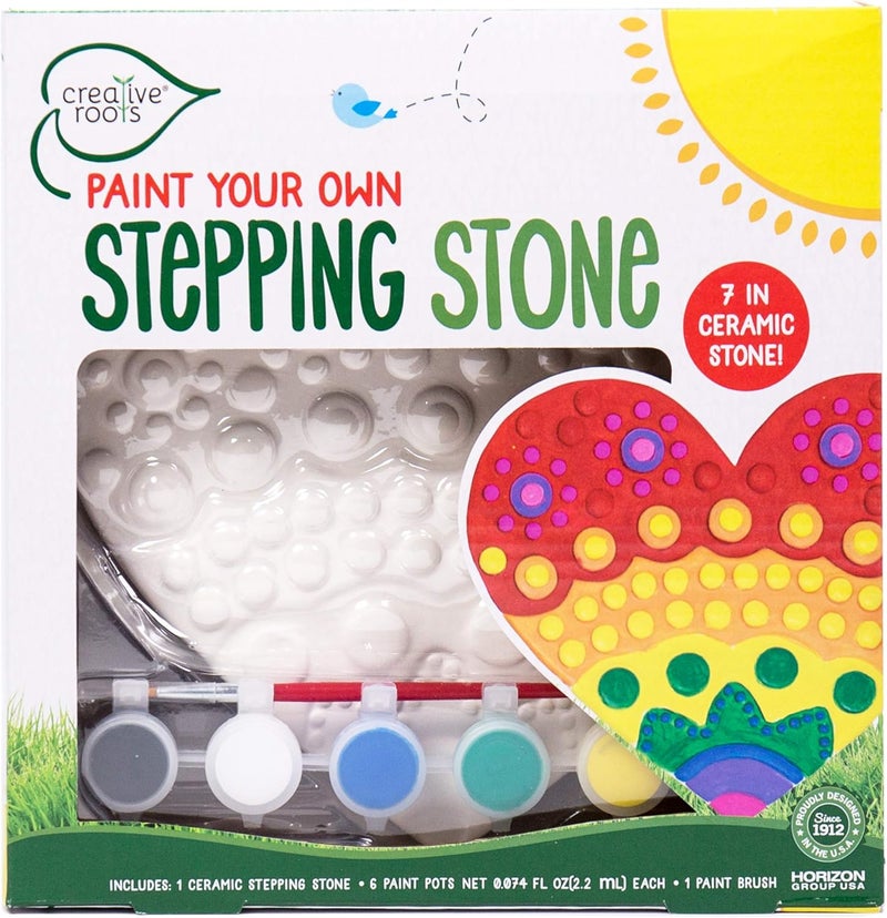 Creative Roots Mosaic Heart Stepping Stone, Includes 7-Inch Ceramic Stepping Stone & 6 Vibrant Paints, Mosaic Stepping Stone Kit, Paint Your Own, DIY Stepping Stone Kit for Kids Ages 8+ - Image 1