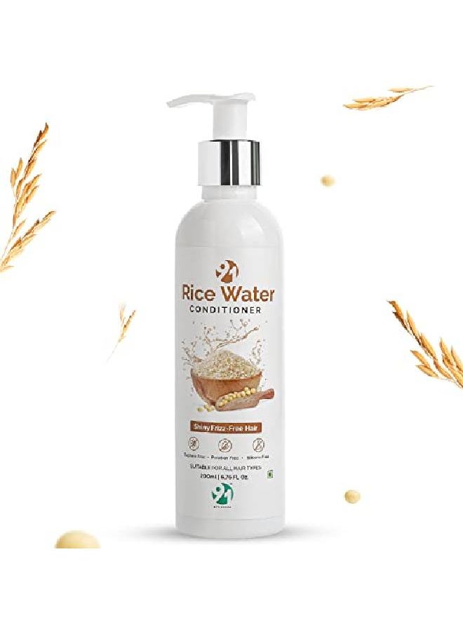 91 AYURVEDA - 91Ayurveda Rice Water Conditioner with Rice Water & Keratin for Damaged | Bouncy Hair Conditioner No Paraben Sulphates & Silicones for Damage Dry Freezy Hair | Makes Hair Shiny strong 200ml - Image 1