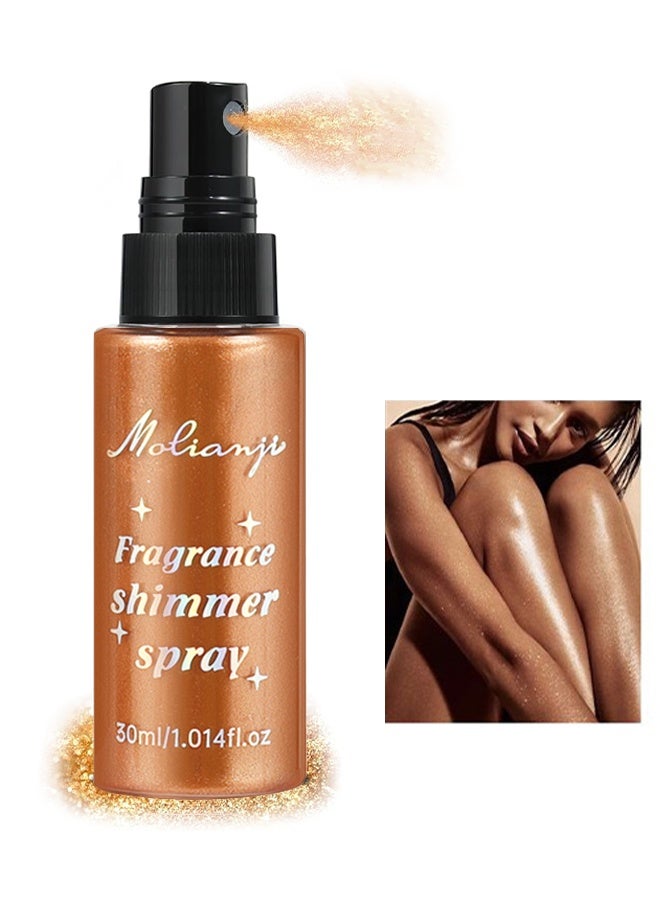 MOLIAN Fragrance Shimmer Spray,Body Glitter Spray - for Face, Hair & Body, Moisturizing Luminizer Glow Illuminator, Quick-Drying Sparkling Glitter Spray Liquid Highlighter Makeup (#03) - Image 1