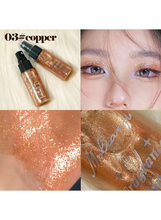 MOLIAN Fragrance Shimmer Spray,Body Glitter Spray - for Face, Hair & Body, Moisturizing Luminizer Glow Illuminator, Quick-Drying Sparkling Glitter Spray Liquid Highlighter Makeup (#03) - Image 2