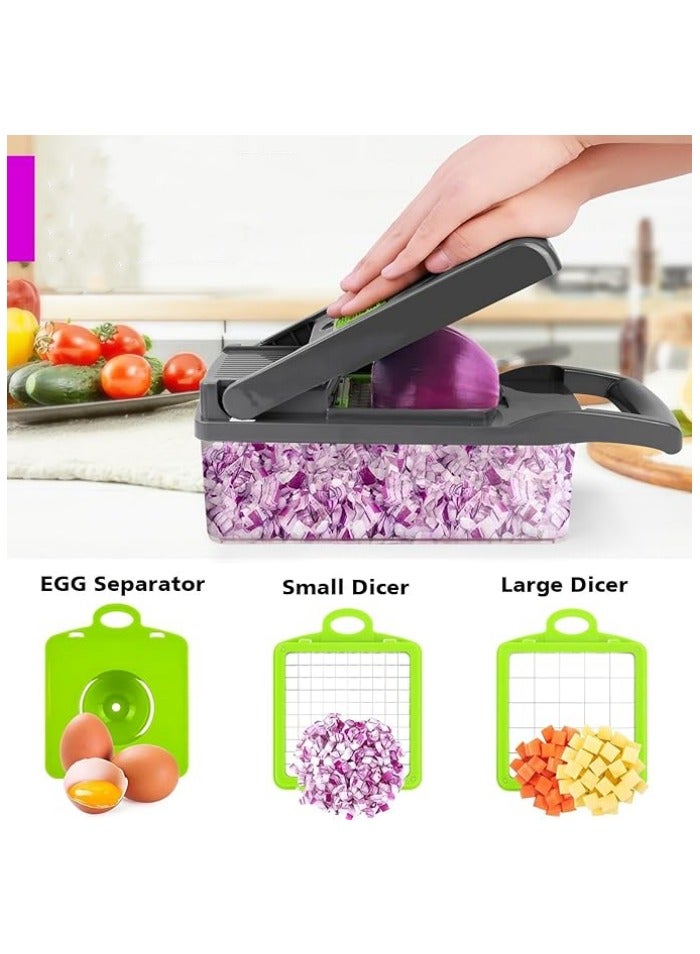 Vegetable Chopper, Pro Onion Chopper, Multifunctional 13 in 1 Food Chopper, Kitchen Vegetable Slicer Dicer Cutter,Veggie Chopper With 8 Blades,Carrot and Garlic Chopper With Container - Image 2