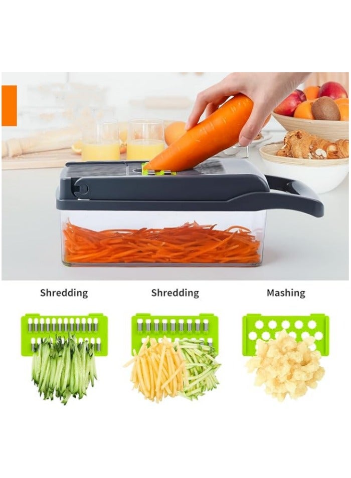Vegetable Chopper, Pro Onion Chopper, Multifunctional 13 in 1 Food Chopper, Kitchen Vegetable Slicer Dicer Cutter,Veggie Chopper With 8 Blades,Carrot and Garlic Chopper With Container - Image 3