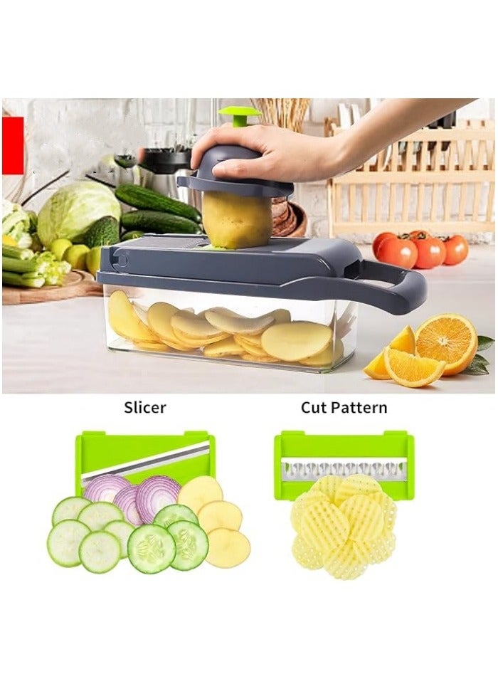 Vegetable Chopper, Pro Onion Chopper, Multifunctional 13 in 1 Food Chopper, Kitchen Vegetable Slicer Dicer Cutter,Veggie Chopper With 8 Blades,Carrot and Garlic Chopper With Container - Image 4