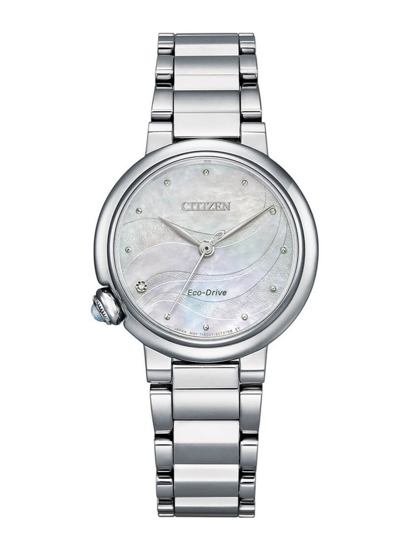 سيتيزن L Eco-Drive Women’s Watch EM0910-80D, 30 mm Mother-of-Pearl Dial, Stainless Steel Case & Bracelet, Sapphire Crystal, 50 m WR - Image 1