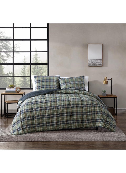 Eddie Bauer Comforter Set Reversible Plaid Alt Down Bedding with Matching Shams Home Decor for Colder Months King Rugged Navy