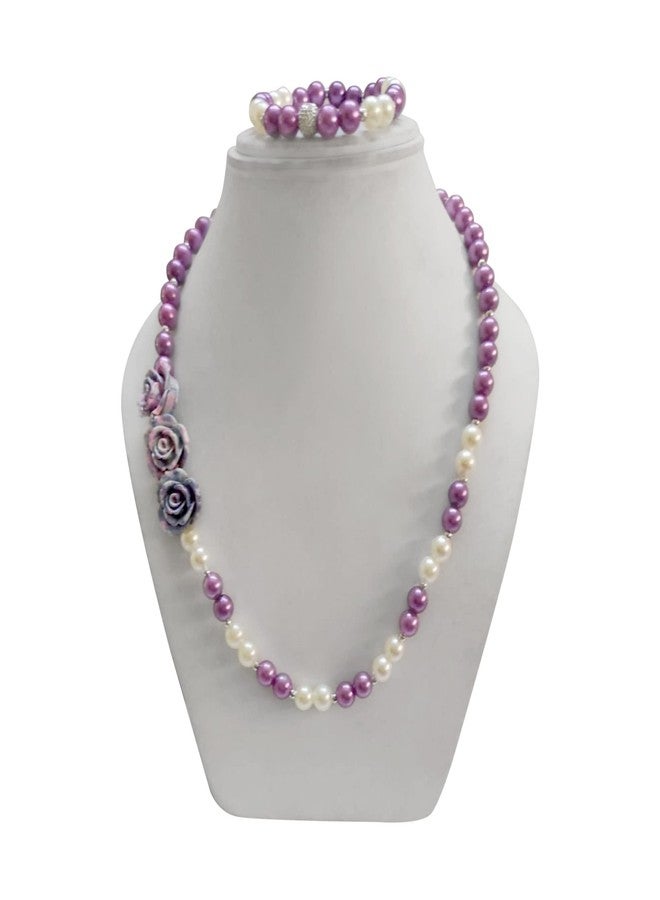 Coco Candy Purple & White Floral Necklace & Bracelet - Image 3