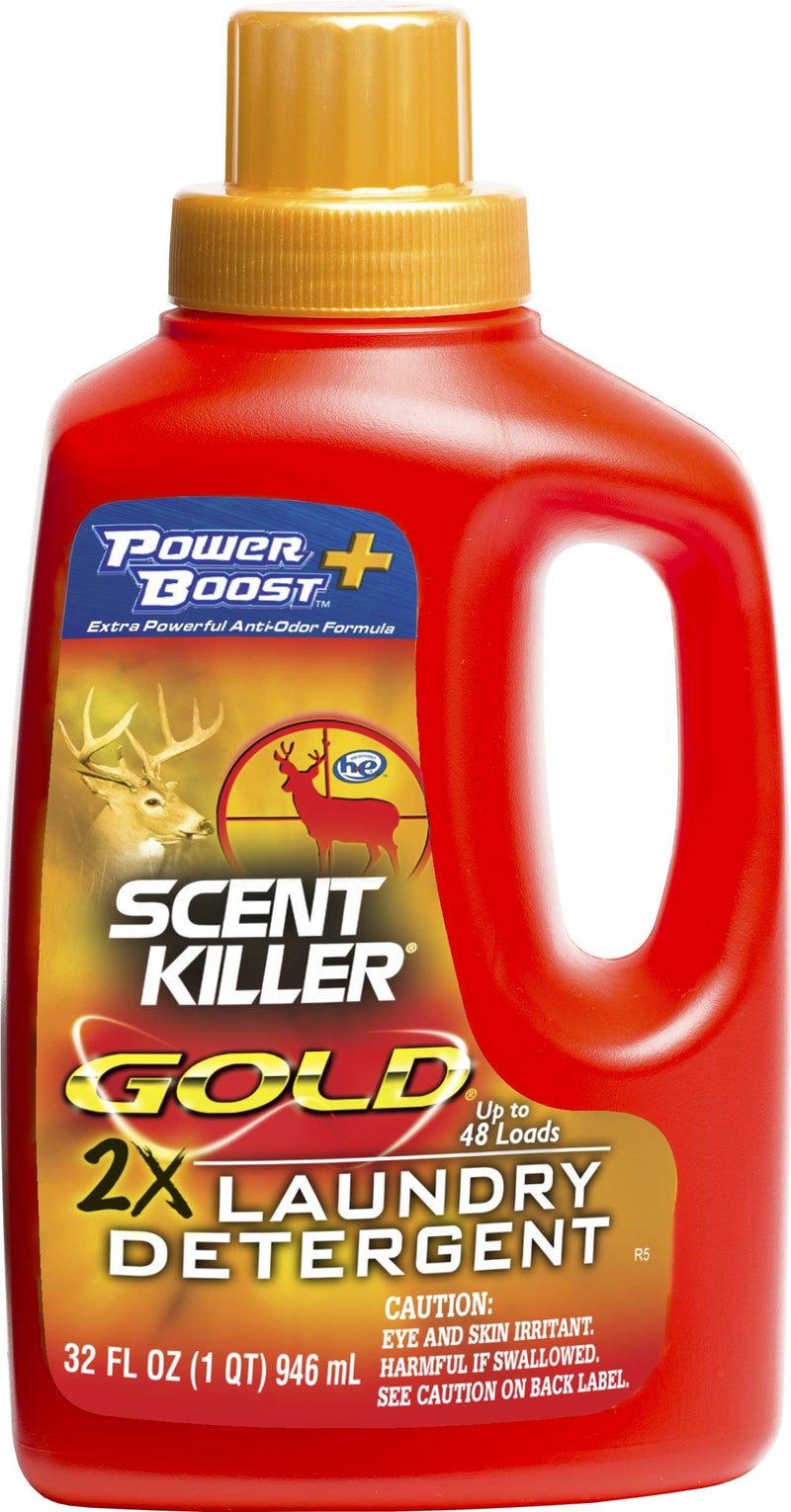 Scent Killer Gold Scent Free Laundry Detergent for Hunting Gear with Power Boost Plus Odor Eliminator, 32 Fluid Ounces - Image 1