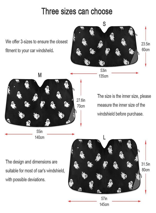 Dussdil Halloween Spooky Ghost Car Windshield Sun Shades Monster Devil Truck Sunshade Window Visor Cover Reflective UV Rays Protector Keep Your Vehicle Cool Foldable for Car Truck SUV - Image 3