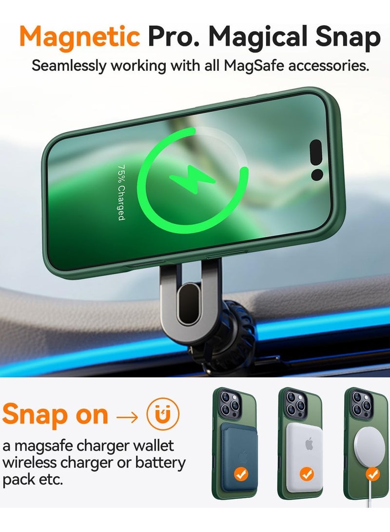 Magnetic Case for iPhone 16 Pro Max (6.9") – MagSafe Compatible, Translucent Matte Back, Slim Shockproof Protective Bumper Cover – Deep Green  - Image 2