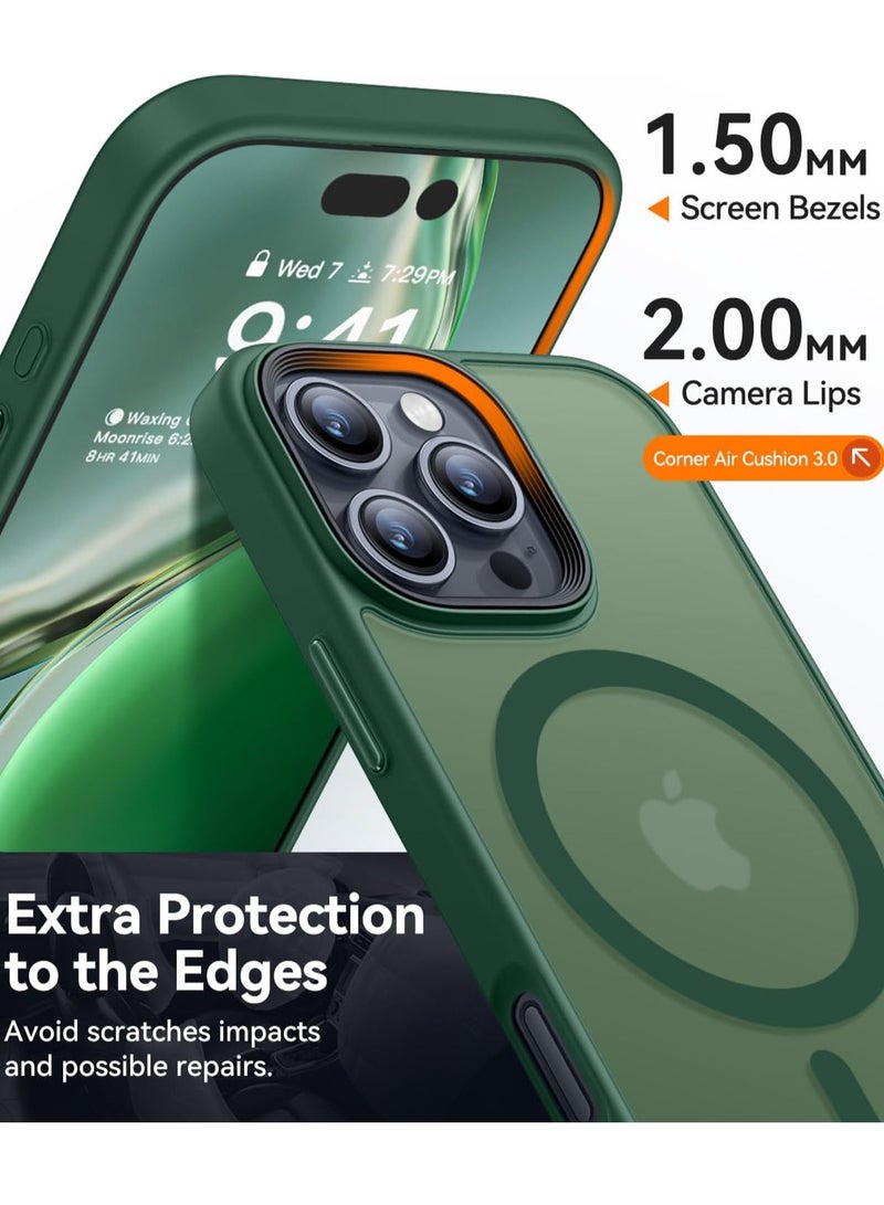 Magnetic Case for iPhone 16 Pro Max (6.9") – MagSafe Compatible, Translucent Matte Back, Slim Shockproof Protective Bumper Cover – Deep Green  - Image 4