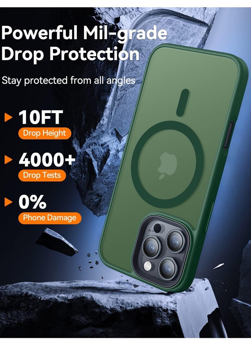 Magnetic Case for iPhone 16 Pro Max (6.9") – MagSafe Compatible, Translucent Matte Back, Slim Shockproof Protective Bumper Cover – Deep Green  - Image 3