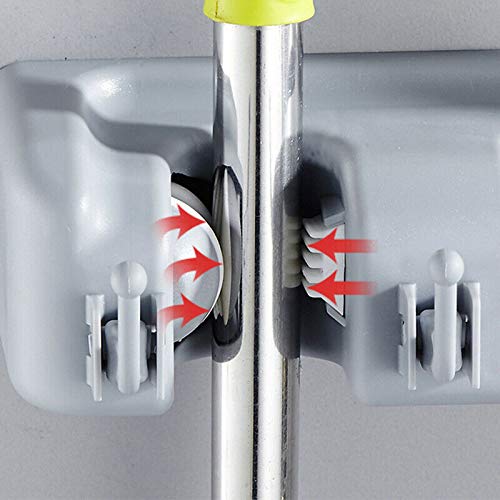Onlyeasy Mop and Broom Holder Effective Strong Holding 5 Slot Position and 6 Hooks Storage Organizer up to 11 Tools Wall Mounted for Kitchen Garage Garden - Image 4