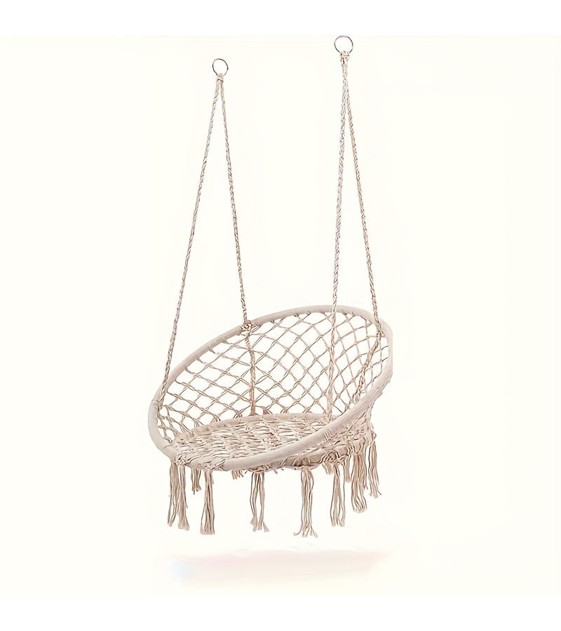 13 Pcs Outdoor Camping Woven Hammock Swing Leisure Indoor Chair Patio Garden Balcony Beige Color Suitable For Spring Summer Autumn Winter - Image 1
