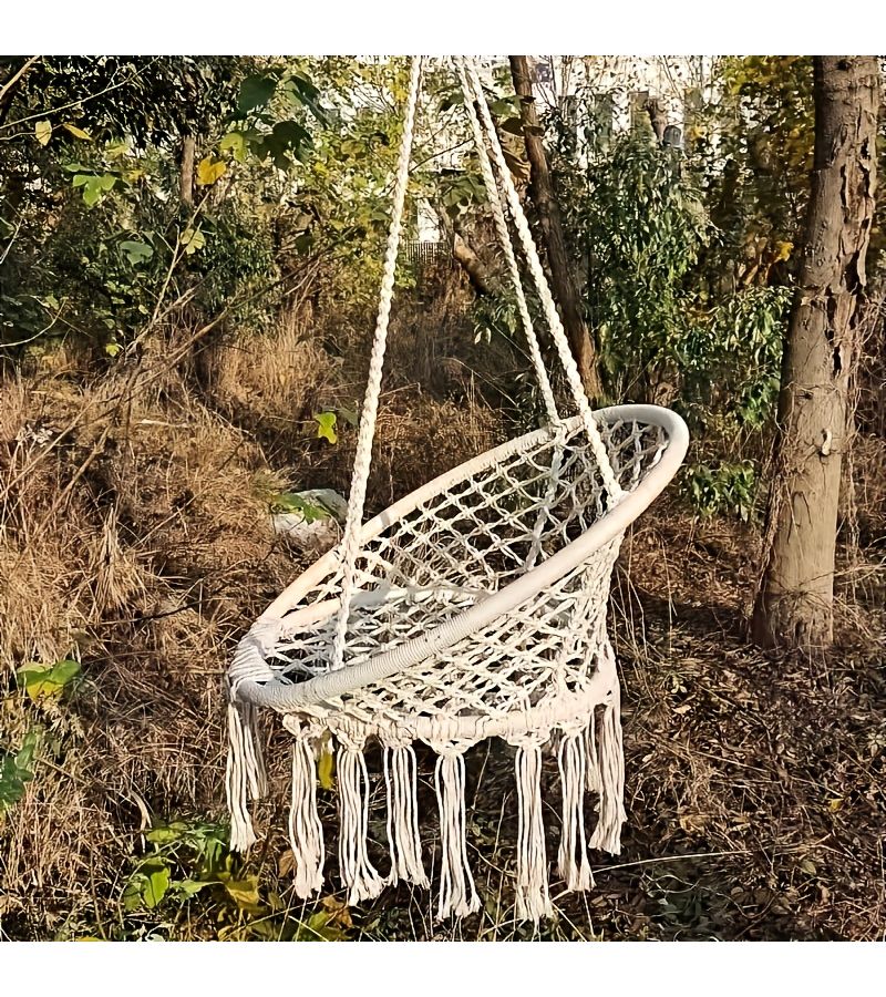 13 Pcs Outdoor Camping Woven Hammock Swing Leisure Indoor Chair Patio Garden Balcony Beige Color Suitable For Spring Summer Autumn Winter - Image 2
