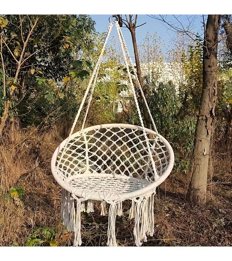 13 Pcs Outdoor Camping Woven Hammock Swing Leisure Indoor Chair Patio Garden Balcony Beige Color Suitable For Spring Summer Autumn Winter - Image 3