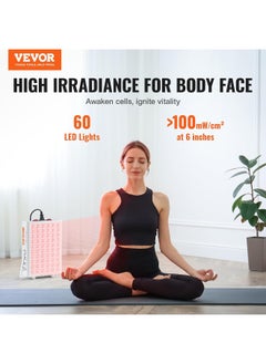 VEVOR VEVOR Red Light Therapy for Body Face, 60 Dual-Chip LEDs, Red 660nm & Near Infrared 850nm Combo, High Power Red Light Therapy Panel for Recovery, Pain Relief, Wound Healing, Skin Health, 80W  - Image 2