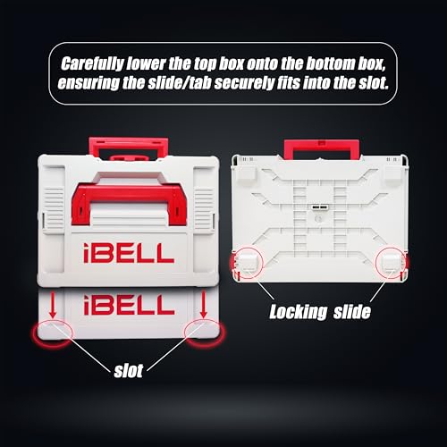 IBELL TOOLS iBELL TB105-1 Large Size Stackable Tool Storage Box - Durable PC+ABS, 40kg Load Capacity, 39x30x11cm Container (pack of 1) - Image 5