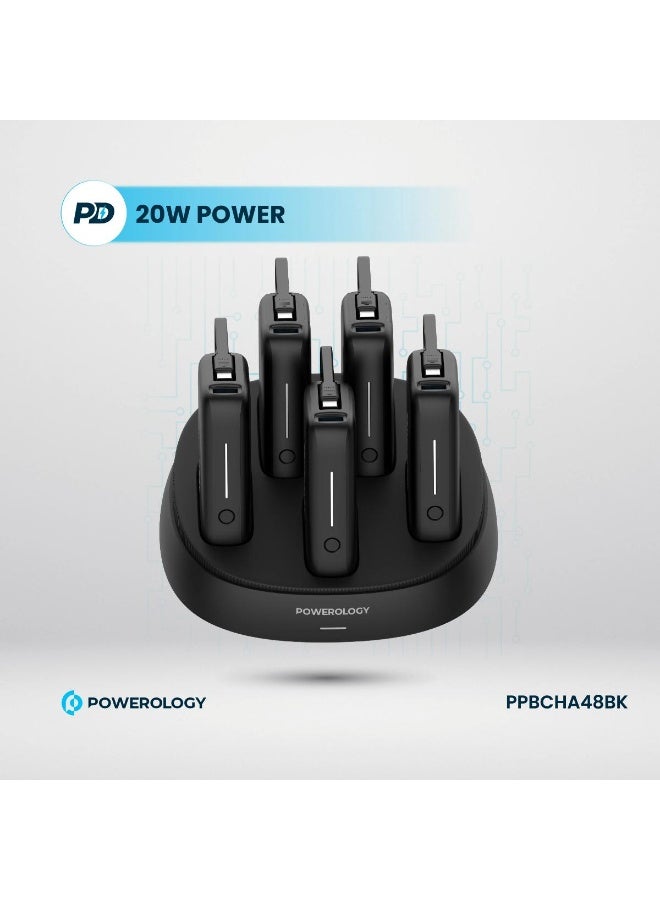 Powerology X5 10000mAh Power Bank Station with 5 Portable Banks, PD 20W Fast Charging - Image 4