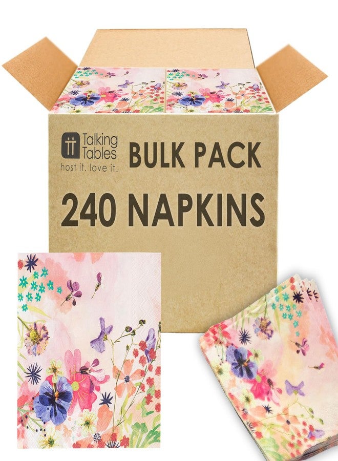 Talking Tables 240 x Pink Floral Cocktail Napkins, Disposable Quality Serviettes, Table Party Decorations Mother's Day, Afternoon Tea Birthday, Wedding Bridal or Baby Shower 3ply 5.5’ - Image 1
