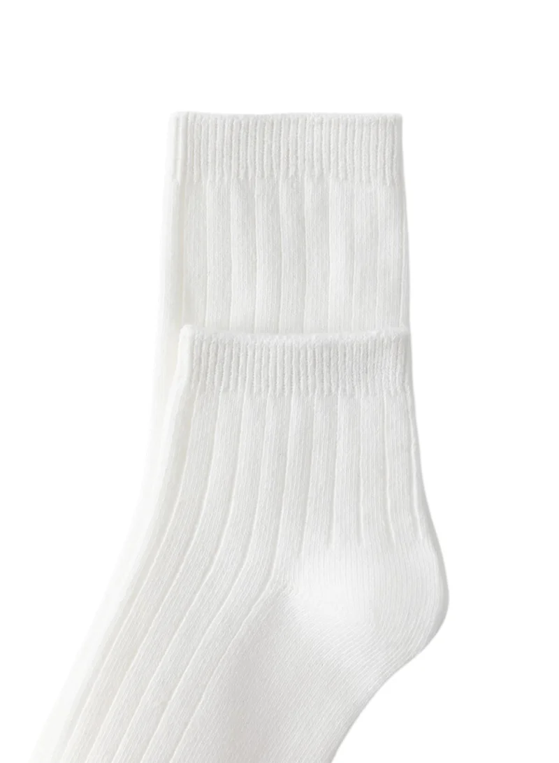بيداني Essential White Cotton School Socks (5-Pack)Short