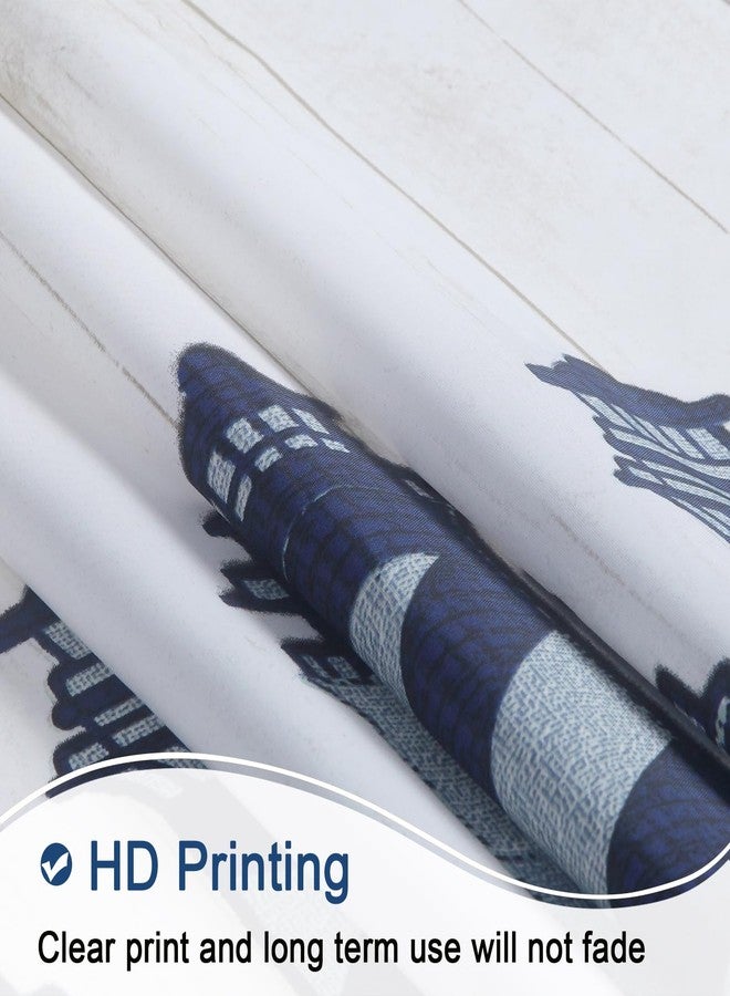 BESTRIPES Lighthouse Fabric Shower Curtain, Blue Gray and White Coastal Nautical Shower Curtains for Bathroom Decor, Waterproof Polyester Bathroom Curtains, 72" W x 72" H - Image 3