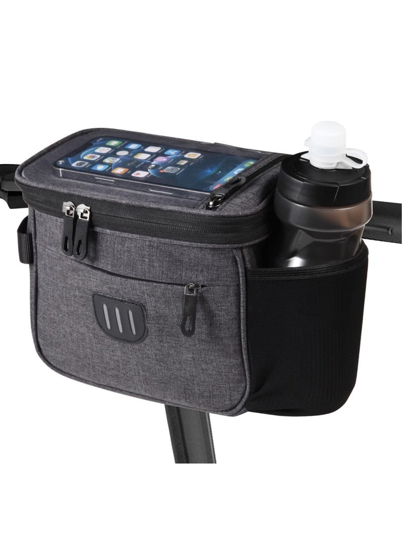 Y&D Bike Handlebar Bag, Front Frame Large Bicycle Storage Pouch 6.5 inch Transparent with Shoulder Strapfor Road Mountain Cycling Travel (Black)  - Image 1