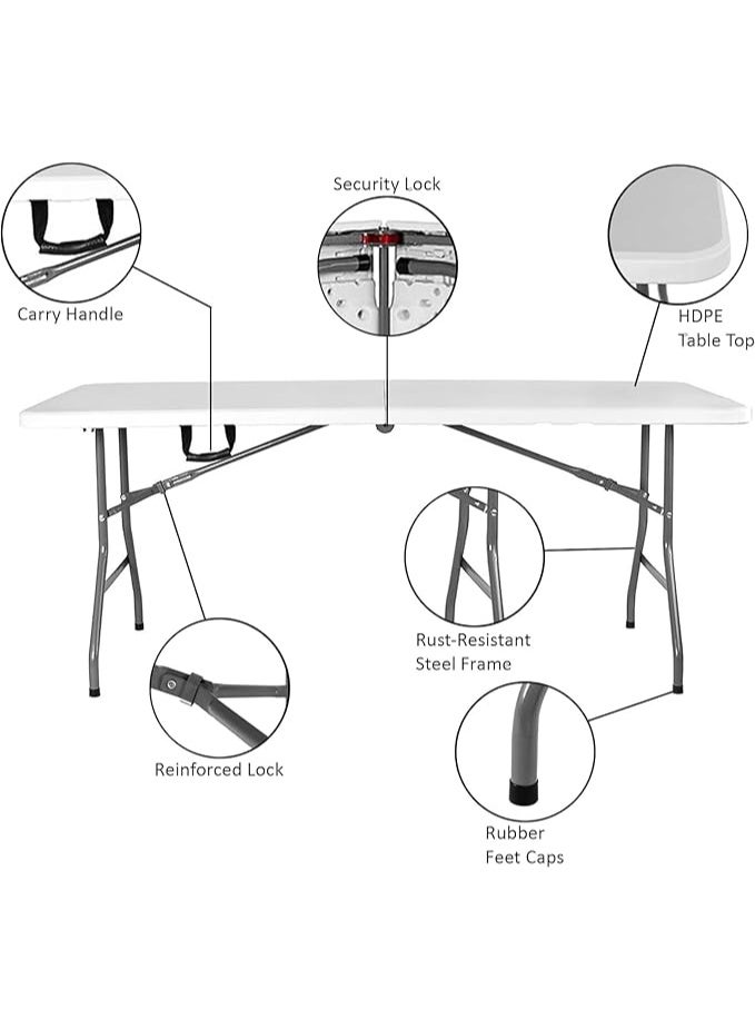 طاولة تخييم خارجية قابلة للطي – طاولة نزهة قوية مع يد حمل، 150×70×75 سم - Image 3