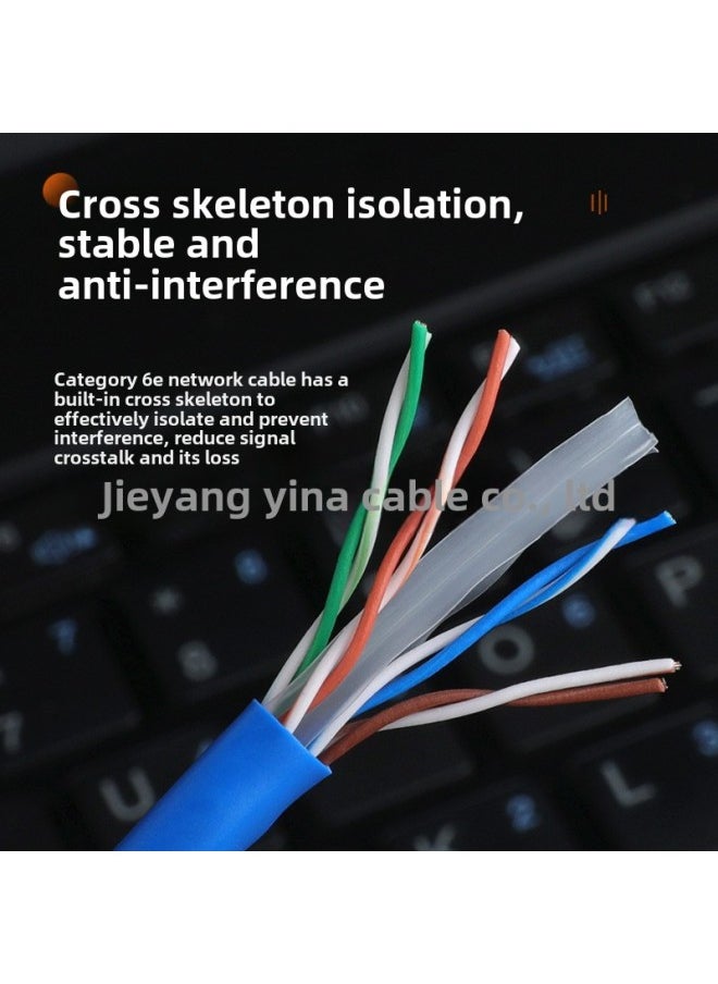 Generic Oxygen-free Copper Core Super Five Categories Six Gigabit Finished Network Cable Router Computer Short Broadband Network Cable Short 0.2 Meters-Color:Six Types Of Oxygen-free Copper [blue]-Line Length:20 M  - Image 4