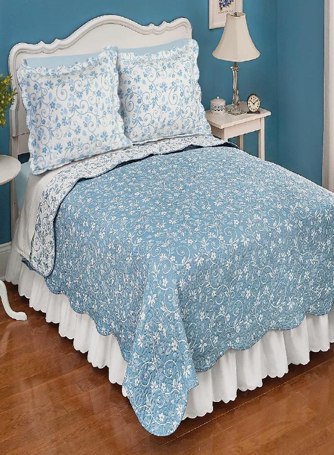 Great Bay Home Great Bay Home 2-Piece Twin Reversible Lightweight Coastal Quilt Comforter with 1 Sham | All-Season, Beach Bedspreads | Coral and Sea Shell Coverlet Sets | Key West Quilts Collection  - Image 2