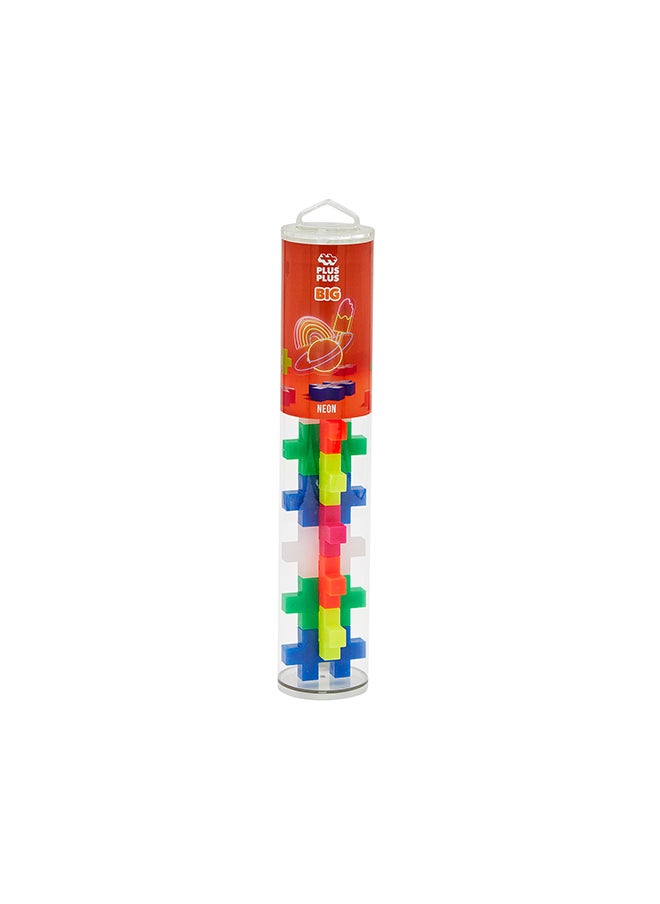 Plus-Plus Ingenious Construction Toy Tube Big Neon Building Blocks Set, 15 Pieces, White  - Image 2