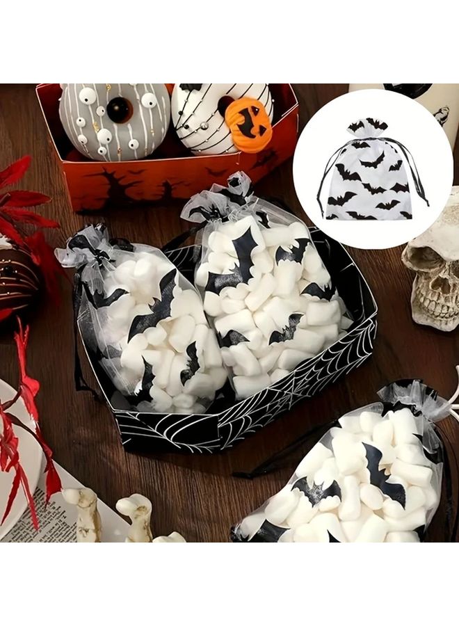 10pcs Halloween Bat Organza Drawstring Gift Bags For Candy Jewelry Party Favors - Image 3