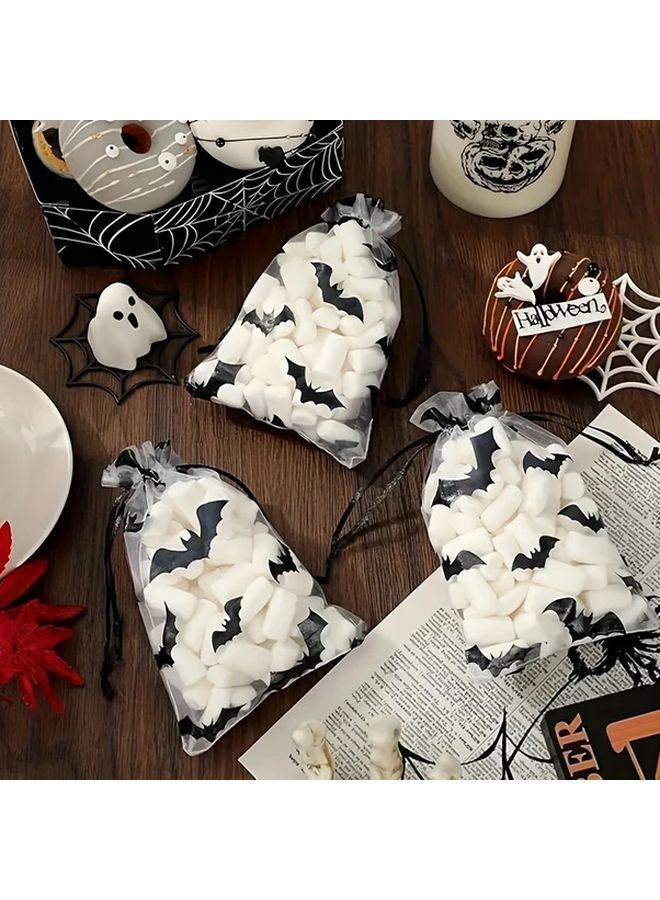 10pcs Halloween Bat Organza Drawstring Gift Bags For Candy Jewelry Party Favors - Image 5