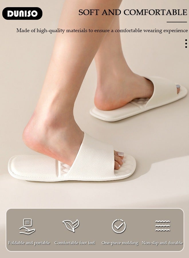 DUNISO Shower Shoes, Foldable Travel Slippers, Non Slip Shower Shoes, Soft Lightweight Hotel Slippers, Space Saving Business Trips Slippers for Bathroom, Hotel, Beach & Indoor - Image 2