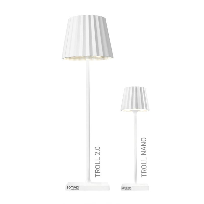 Sompex Troll Nano Table Lamp (Matte finish) | Indoor & Outdoor | 2 light colours | Stepless touch dimmer | 1.6W LED Battery Operated | Aluminium | 54 (splash and dust proof) 10 x 21 cm - White - Image 3