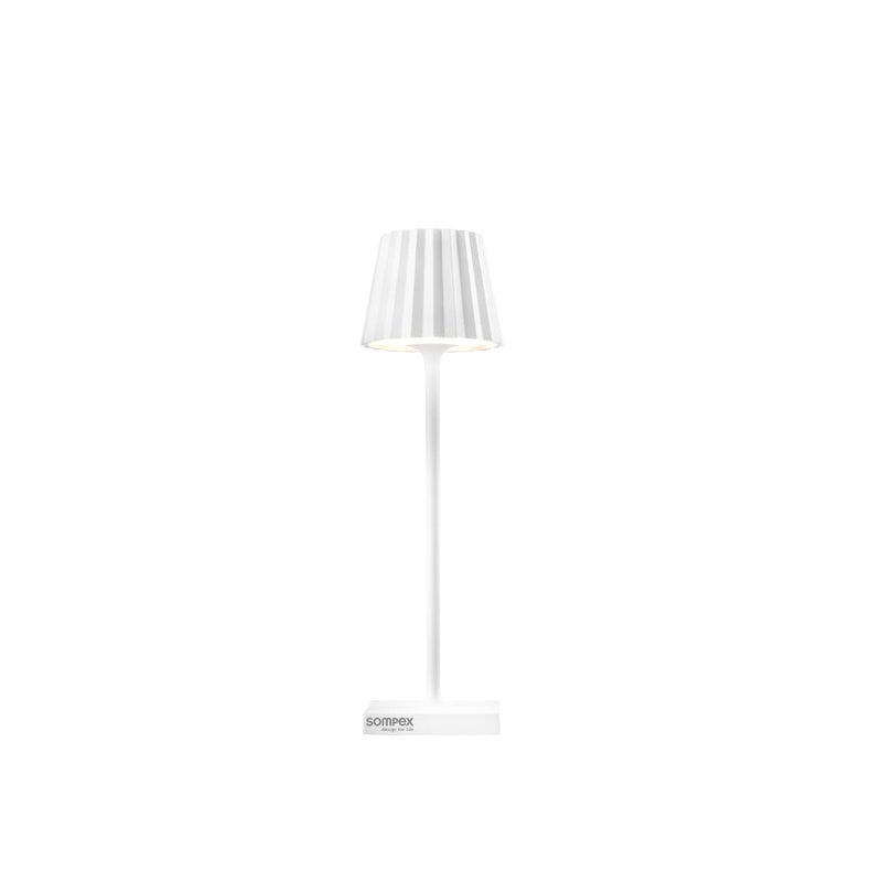 Sompex Troll Nano Table Lamp (Matte finish) | Indoor & Outdoor | 2 light colours | Stepless touch dimmer | 1.6W LED Battery Operated | Aluminium | 54 (splash and dust proof) 10 x 21 cm - White - Image 1