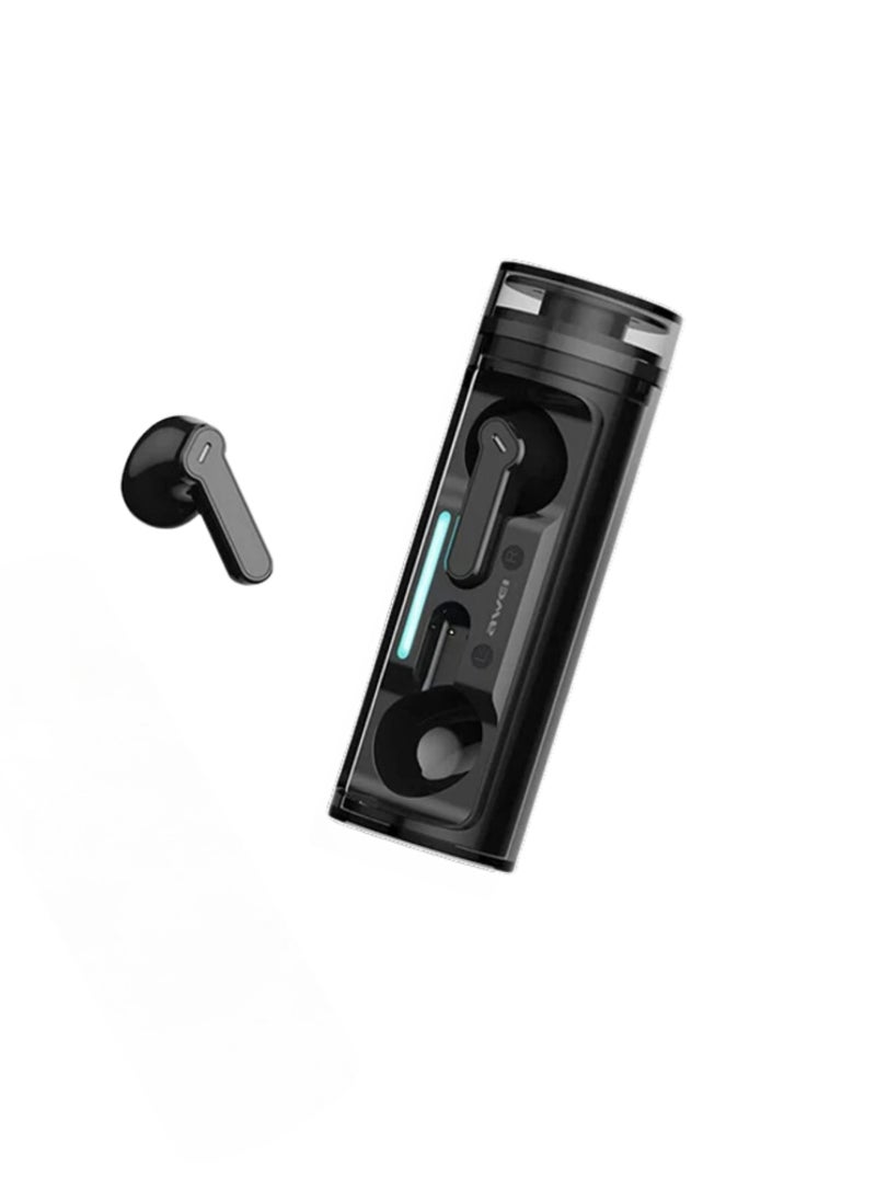 Awei - T77 Bluetooth Earbuds with Microphone - Wireless Earbuds with Rotating Charging Case, 4 Mics with Noise Cancelling, Black - Image 1