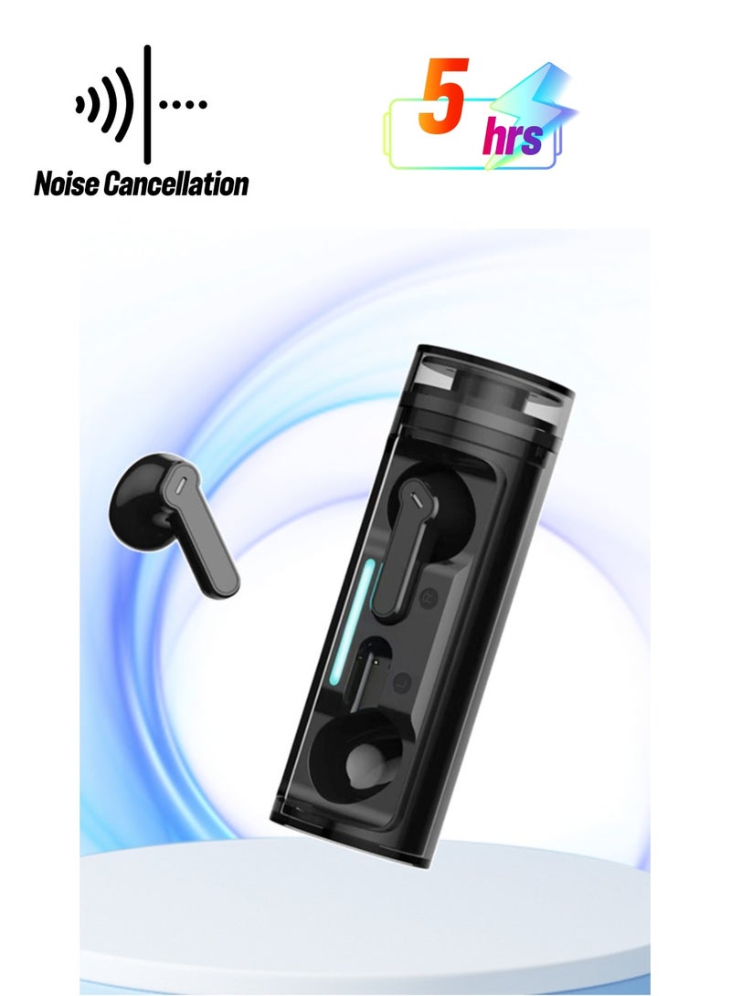 Awei T77 Bluetooth Earbuds with Microphone - Wireless Earbuds with Rotating Charging Case, 4 Mics with Noise Cancelling, Black - Image 1