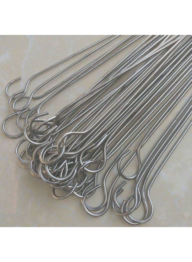 Stainless Steel Goose Tail Needle Roast Duck Sewing Tail Needle Barbecue Sign With Ring Roast Duck Roast String Needle Bold Duck Neck Needle Fork Weidong-Color:▁▂▃▅20cm Long*2.5mm Thick [50 Pieces]▇▅▃▁  - Image 1