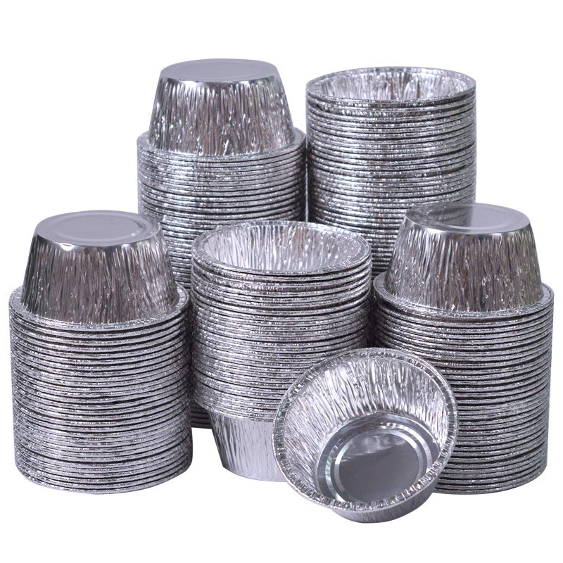 Goalfly Large Aluminum Muffin Cases 9 cm 150 Pcs Disposable Aluminum Foil Trays Muffin Cases 130ml Egg Tart Mold Suitable for Cupcake Egg Tart Creme Brulee Souffle