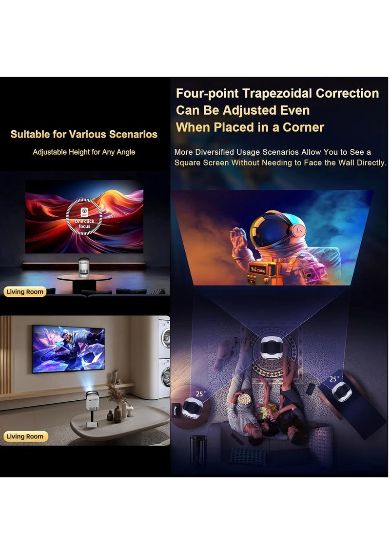Toshionics - 4K Portable Projector with Built-in Stand 12000 Lumens Native 1080P 5G WiFi Bluetooth Keystone Correction Hi-Fi Speakers Screen Mirroring HDMI USB PC TV Box Compatible Home Theater - Image 1
