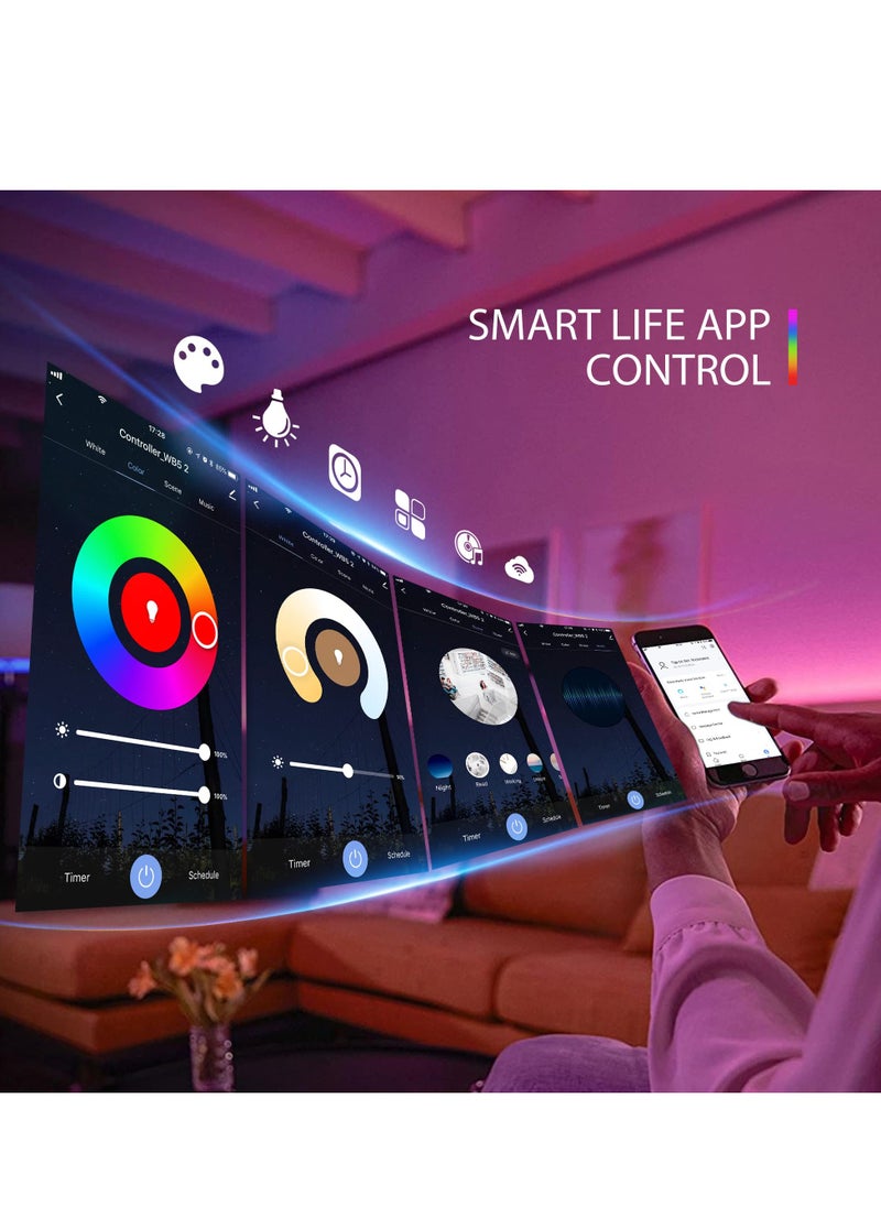 WB5 5 in 1 WiFi Bluetooth LED Strip Controller, Dimmable Compatible with Smart Life APP/Alexa Echo/Google Assistant Home/Siri, DC12 - 24V Lights Controller