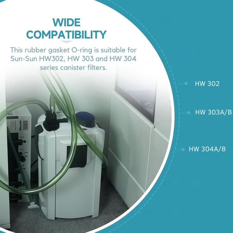 VAYINATO حلقة استبدال O-Ring لفلتر كانيستر Sun-Sun HW-303A/B | متوافقة مع نماذج فلتر كانيستر الأكواريوم | حشوة مطاطية متينة لمنع التسرب وإحكام الإغلاق - Image 2