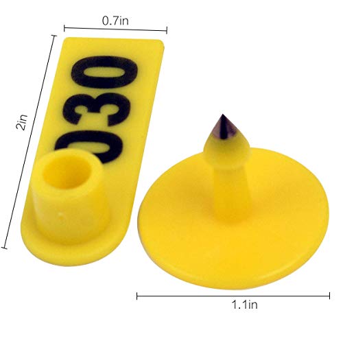 GoldPaddy 001-100 Number Plastic Tags Livestock Animal Ear Tag for Marking Pigs Cattle Sheep(Yellow) - Image 4