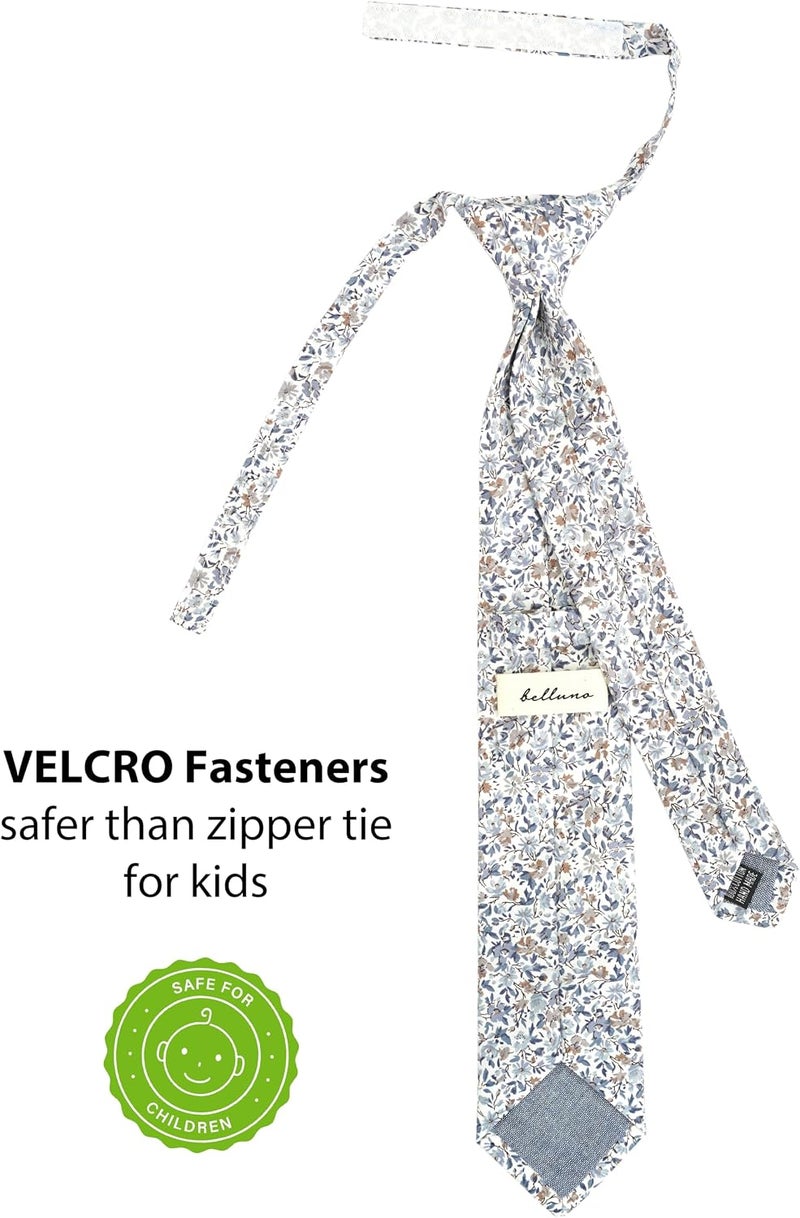 BELLUNO Boys' Floral Ties, Hook and Loop Pre-tied Flower Ties for Little Kids and Pre-teens - Image 1