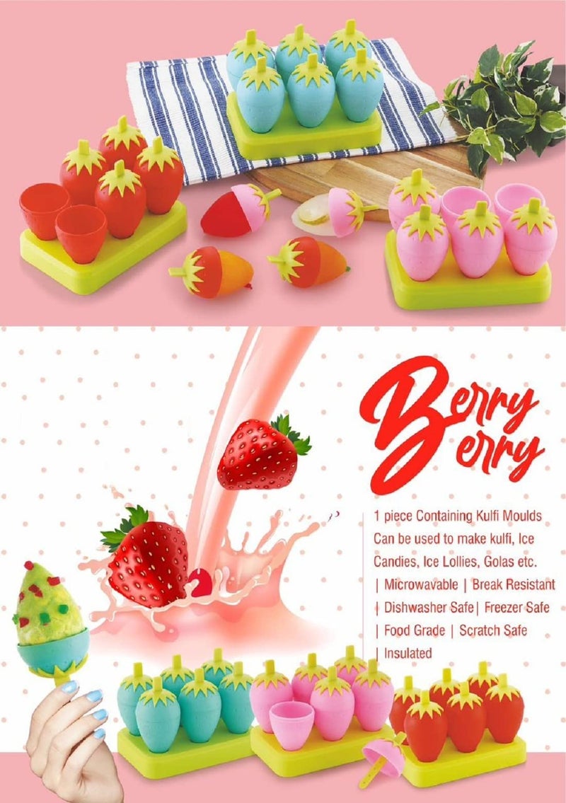 PUTHAK Puthak Berry Berry Plastic Kulfi Mould with Tray and Stick, Multicolor, 6 Cm - Image 5