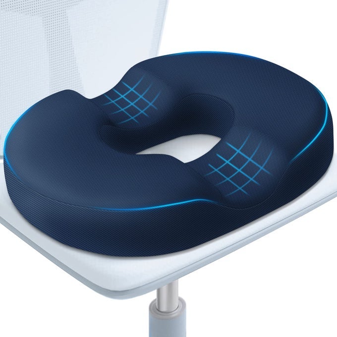 DONUT PILLOW SEAT CUSHIONDONUT CHAIR CUSHIONS FOR POSTPARTUM PREGNANCY HEMORRHOIDSTAILBONE PAIN RELIEF CUSHIONMEMORY FOAM LIFTING CUSHIONS FOR OFFICEHOME CHAIRS BLUE