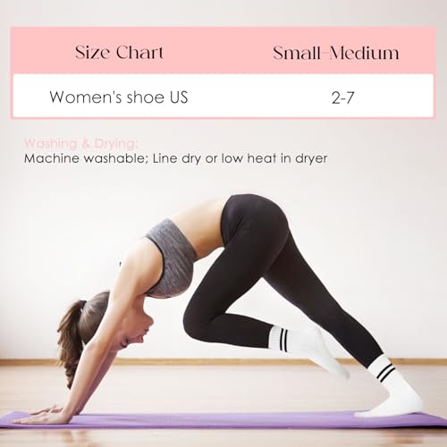 BendJoy® 3Pairs Yoga Socks for Women Anti Skid, Breathable Cotton Socks, Long Pilates Socks for Gym, Yoga, Football, Dance - Image 5