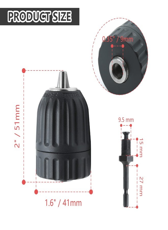 LifCratms 0.8-10mm Capacity Mount Keyless Drill Chuck, 3/8-24 UNF Mount Thread Impact Chuck Converter Conversion Tool, Quick Change Conversion Adapter with 1/4 Inch Hex Shank - Image 4