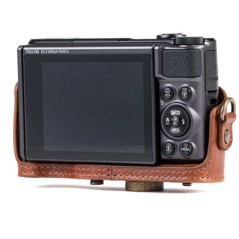MegaGear MG1177 Canon PowerShot SX740 HS, SX730 HS Ever Ready Genuine Leather Camera Case with Strap - Dark Brown - Image 4