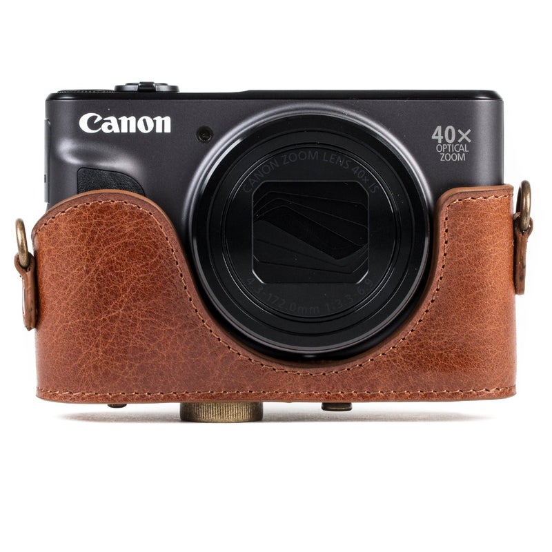 MegaGear MG1177 Canon PowerShot SX740 HS, SX730 HS Ever Ready Genuine Leather Camera Case with Strap - Dark Brown - Image 5